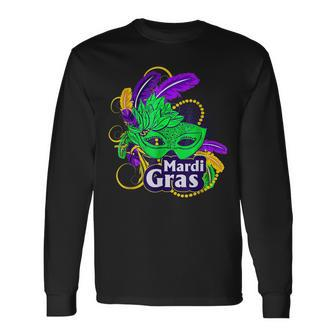 Mardi Gras Yall Vinatage New Orleans Party Mardi Gras Mask Long Sleeve T-Shirt - Seseable