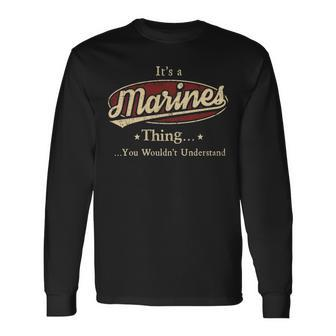 Marines Personalized Name Name Print S With Name Marines Long Sleeve T-Shirt - Seseable