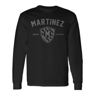 Martinez Shield Last Name Crest Matching Men Women Long Sleeve T-Shirt T-shirt Graphic Print - Thegiftio UK