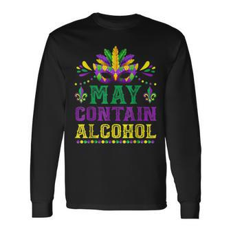 Mask May Contains Alcohol Mardi Gras Outfits V2 Long Sleeve T-Shirt - Seseable