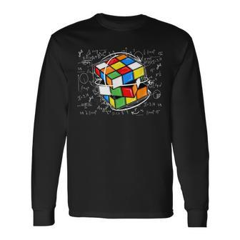 Math Cuber Speed Cubing Puzzle Lover Cube Youth Adult Long Sleeve T-Shirt - Seseable