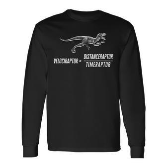 Math Geek Dinosaur Velociraptor Equation V2 Long Sleeve T-Shirt | Mazezy