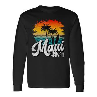 Maui Maui Lover Hawaii Tourist Maui Surf Long Sleeve T-Shirt - Seseable