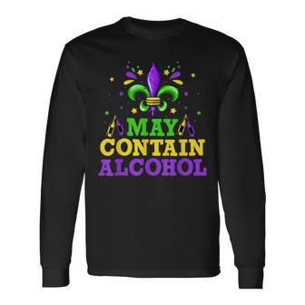 May Contain Alcohol Cute Mardi Gras 2023 Party Long Sleeve T-Shirt - Seseable
