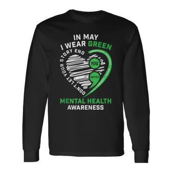 In May We Wear Green Semicolon Mental Health Awareness Month Long Sleeve T-Shirt T-Shirt | Mazezy