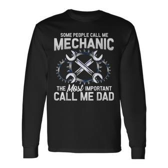 Mechanic Dad Mechanics Fathers Day Dads Birthday V2 Long Sleeve T-Shirt - Seseable
