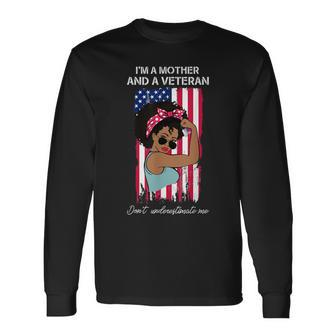 Melanin Black African American Women Us Veteran And Mother Men Women Long Sleeve T-shirt Graphic Print Unisex - Seseable