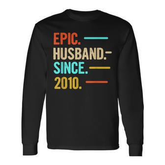 Mens 11Th Wedding Anniversary Epic Husband Since 2010 Men Women Long Sleeve T-shirt Graphic Print Unisex - Seseable