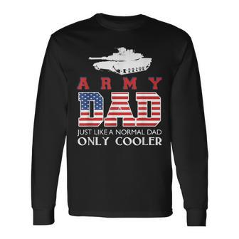 Mens Army Dad Outfit - Stars And Stripes Veteran Design Men Women Long Sleeve T-shirt Graphic Print Unisex - Seseable