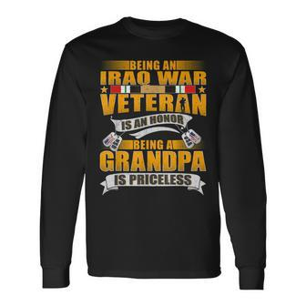 Mens Being An Iraq War Veteran Is An Honor Grandpa Is Priceless Men Women Long Sleeve T-shirt Graphic Print Unisex | Seseable CA