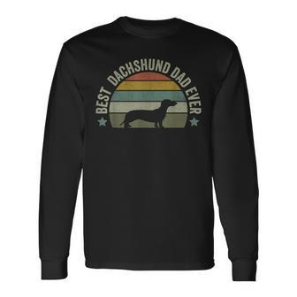 Mens Best Dachshund Dad Dog Fathers Day Funny Doggy Men Women Long Sleeve T-shirt Graphic Print Unisex - Seseable