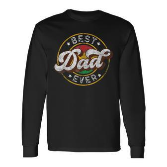 Mens Best Dad Ever Fathers Day Vintage Distressed Men Women Long Sleeve T-shirt Graphic Print Unisex - Seseable