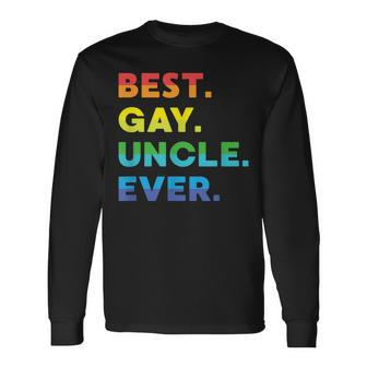 Mens Best Gay Uncle Ever Lgbtq Pride Month Family Member Design Men Women Long Sleeve T-shirt Graphic Print Unisex - Seseable