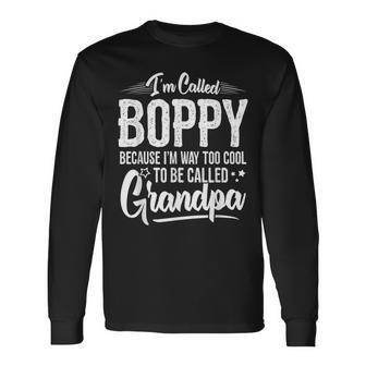 Mens Boppy From Grandchildren Funny Grandfather Boppy Men Women Long Sleeve T-shirt Graphic Print Unisex - Seseable