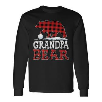 Mens Buffalo Plaid Red Xmas Christmas Grandpa Bear Pajama Family Men Women Long Sleeve T-shirt Graphic Print Unisex - Seseable