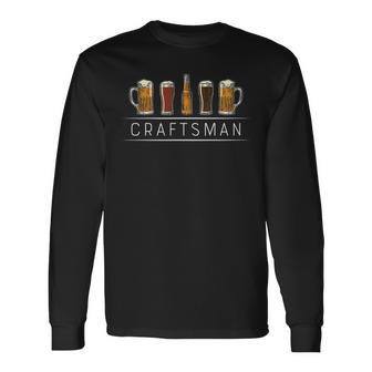 Mens Craftsman Beer Drinking Men Women Long Sleeve T-shirt Graphic Print Unisex - Seseable