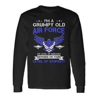 Mens Im A Grumpy Old Air Force Veteran T | Veteran Men Women Long Sleeve T-shirt Graphic Print Unisex - Seseable