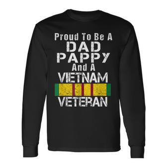 Mens Mens Proud Dad Pappy Vietnam Veteran - Vintage Vet Gift Men Women Long Sleeve T-shirt Graphic Print Unisex - Seseable