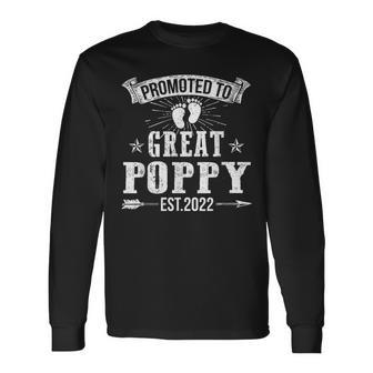 Mens Promoted To Great Poppy Est 2022 Fathers Day Men Women Long Sleeve T-shirt Graphic Print Unisex - Seseable