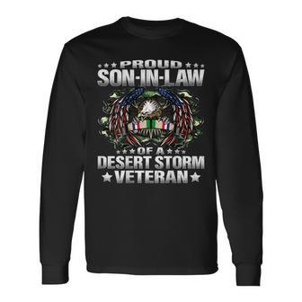 Mens Proud Son-In-Law Of A Desert Storm Veteran Vets Family Gift Men Women Long Sleeve T-shirt Graphic Print Unisex - Seseable