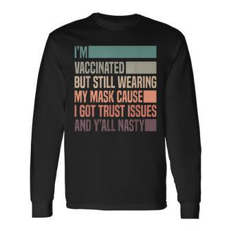 Mens Vaccinated Masked For Men Funny Joke Get Vaccinated Men Women Long Sleeve T-shirt Graphic Print Unisex - Seseable