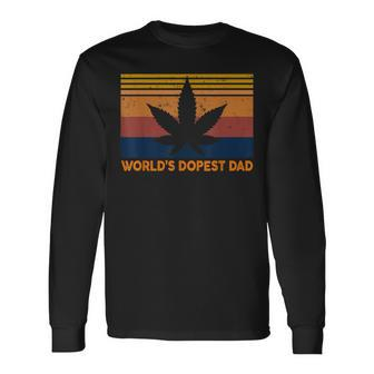 Mens Worlds Dopest Dad Weed Cannabis 420 Vintage Gift Men Women Long Sleeve T-shirt Graphic Print Unisex - Seseable