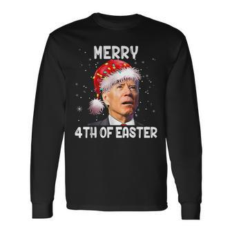 Merry 4Th Of Easter Santa Funny Joe Biden Confused Christmas V2 Men Women Long Sleeve T-shirt Graphic Print Unisex - Seseable