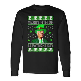 Merry 4Th Of St Patricks Day Joe Biden Leprechaun Hat Clover Long Sleeve T-Shirt T-Shirt | Mazezy