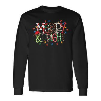 Merry And Bright Christmas Lights Cute Graphic Pajama Men Women Long Sleeve T-Shirt T-shirt Graphic Print - Thegiftio UK