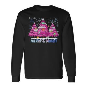 Merry And Bright Nurse Christmas Pink Tree Er Nicu Men Women Long Sleeve T-Shirt T-shirt Graphic Print - Thegiftio UK
