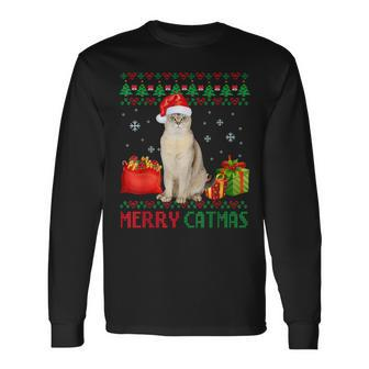 Merry Catmas Cat Ugly Christmas Burmilla Mom Dad Long Sleeve T-Shirt T-Shirt | Mazezy