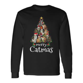 Merry Catmas Funny Cat Mom Cat Dad Christmas Cat Men Women Long Sleeve T-shirt Graphic Print Unisex - Seseable