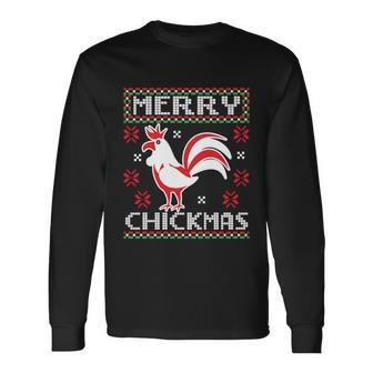 Merry Chickmas Chicken Ugly Christmas Sweater Long Sleeve T-Shirt - Monsterry