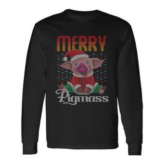 Merry Pigmas Santa Claus For Pig Farmers Ugly Christmas Sweaters Long Sleeve T-Shirt - Monsterry CA