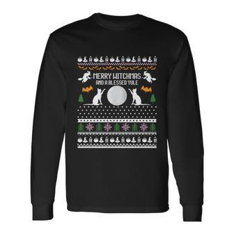 Merry Witchmas Cat Ugly Christmas Sweaters Long Sleeve T-Shirt - Monsterry