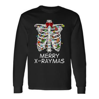 Merry X-Raymas Skeleton Rib Cage Radiology Christmas Men Women Long Sleeve T-Shirt T-shirt Graphic Print - Thegiftio UK
