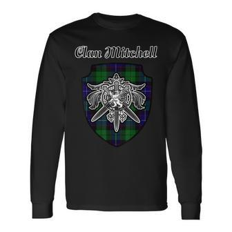 Mitchell Scottish Clan Tartan Lion Sword Crest Men Women Long Sleeve T-Shirt T-shirt Graphic Print - Thegiftio UK