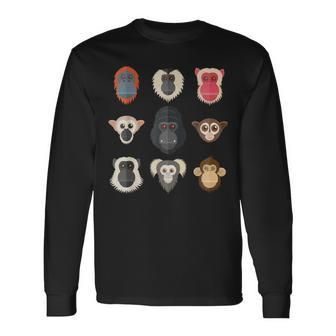 Monkey Chimpanzee Gorilla Spider Monkey Squirrel Monkey Long Sleeve T-Shirt | Mazezy
