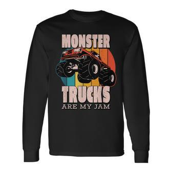 Monster Trucks Are My Jam Engine Retro Monster Truck Long Sleeve T-Shirt - Seseable