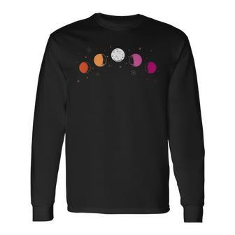 Moon Phases Astronomy Subtle Lesbian Flag Color Lgbt Pride Long Sleeve T-Shirt T-Shirt | Mazezy