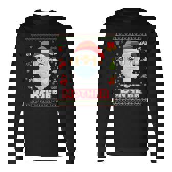 Mother Christ Mask Santa Face Mask Christmas Sweater Ugly T Long Sleeve T-Shirt | Mazezy