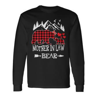 Mother In Law Bear Christmas 2022 Red Buffalo Plaid Men Women Long Sleeve T-Shirt T-shirt Graphic Print - Thegiftio UK