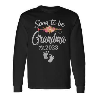 Mother Soon To Be Grandma 2023 With Flower Mom Long Sleeve T-Shirt - Monsterry
