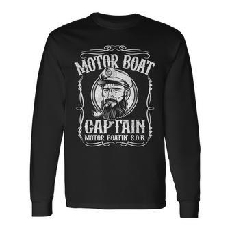 Motor Boat Captain Pontoon Boating Motor Boatin Lake Long Sleeve T-Shirt | Mazezy