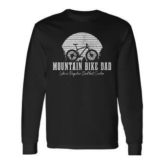Mountain Bike Dad Vintage Mtb Downhill Biking Cycling Biker Long Sleeve T-Shirt - Seseable