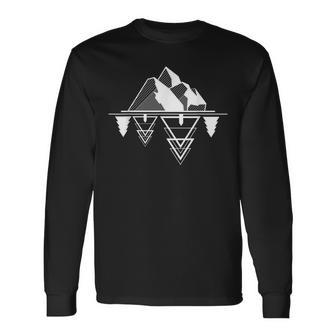 Mountains Trees Outdoor Camping Hiking Environmental Men Women Long Sleeve T-shirt Graphic Print Unisex - Seseable