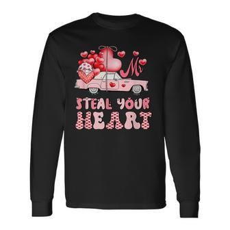 Mr Steal Your Heart Gnome Hearts Car Valentine Couple Outfit Long Sleeve T-Shirt