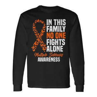 Ms Multiple Sclerosis Awareness Orange Ribbon Long Sleeve T-Shirt T-Shirt | Mazezy