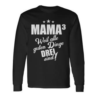 Mutter Mama Drillinge Drillingsmama Mom Hoch 3 Kinder Lustig Langarmshirts - Seseable