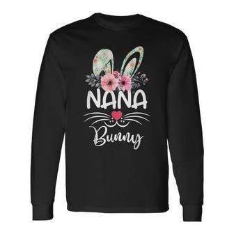 Nana Bunny Cute Bunny Face Happy Easter Grandma Long Sleeve T-Shirt T-Shirt | Mazezy
